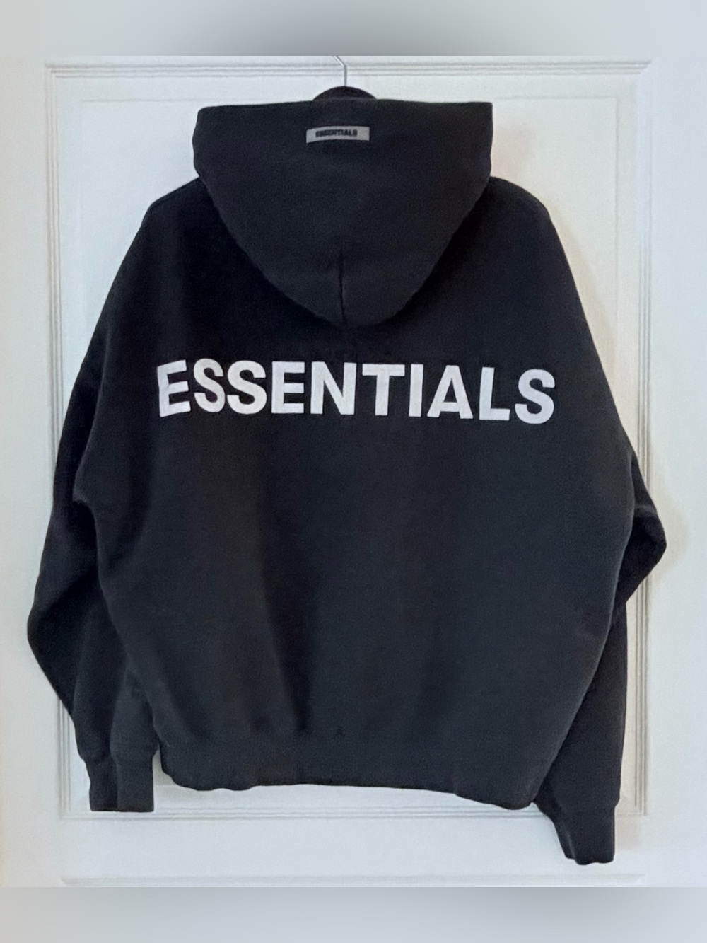 Fear of God ESSENTIALS Black Hoodie with White Back Logo - Picture 1 of 3